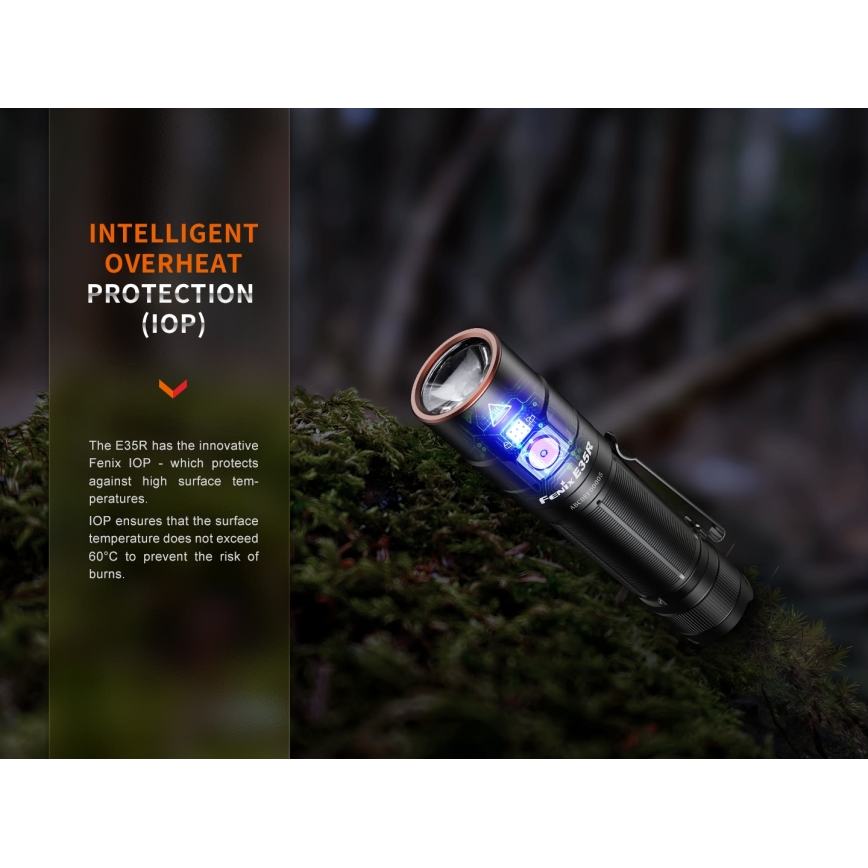 Fenix E35RSETAODS - LED акумуляторний ліхтарик з регулюванням яскравості  LED/USB IP68 3100 лм 69 год + дифузор 26,5 мм