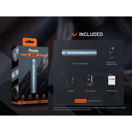 Fenix ECPBLCK - Светодиодный аккумуляторный фонарь с повербанком USB IP68 1600 блестящий 504 ч 5000 mAh черный