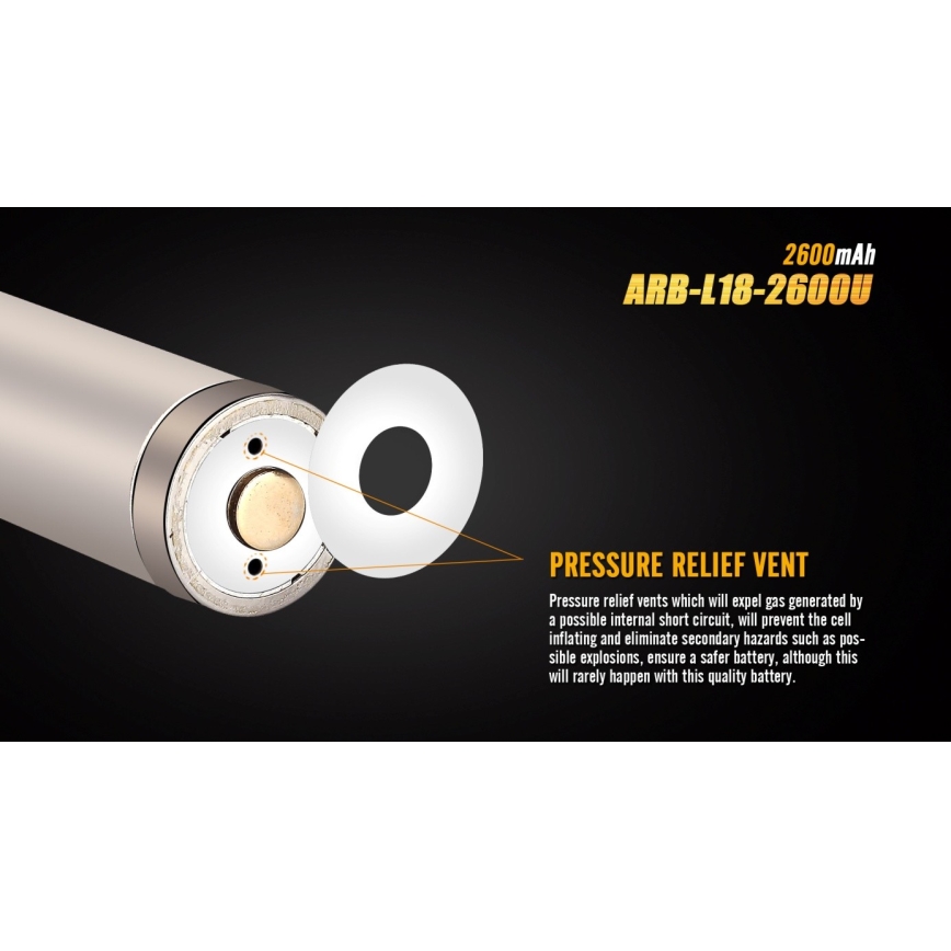 Fenix FE18650LI26USB - Аккумуляторная батарейка USB/3,6V 2600 mAh 1 шт.