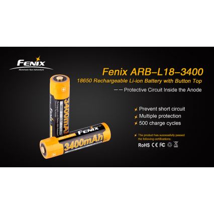 Fenix FE18650LI34 - 1 шт. Перезаряжаемый аккумулятор 18650/3,6 В 3400 мА·ч