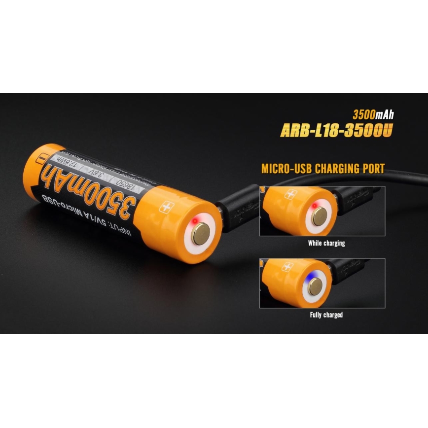 Fenix FE18650LI35USB - 1 шт Перезаряджуваний акумулятор USB/3,6V 3500 mAh