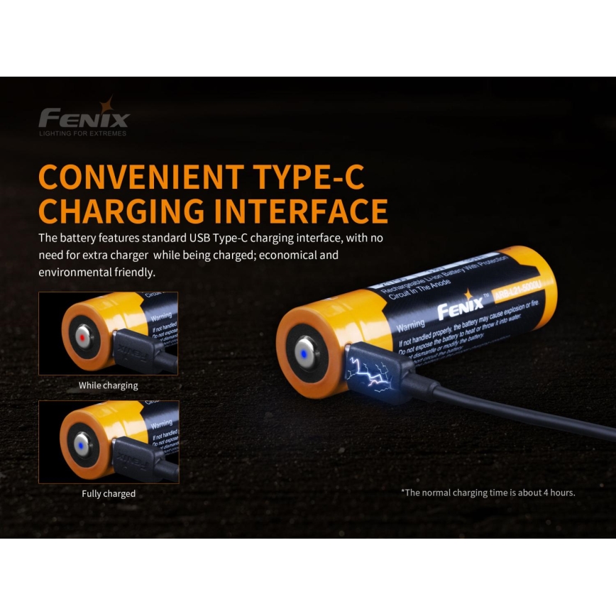 Fenix FE21700USB - 1 шт. Акумуляторна батарейка USB/3,6V 5000 mAh