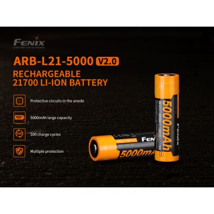 Fenix FE21700V20 - 1 шт. Перезаряжаемый аккумулятор 21700/3,6 В 5000 мА·ч