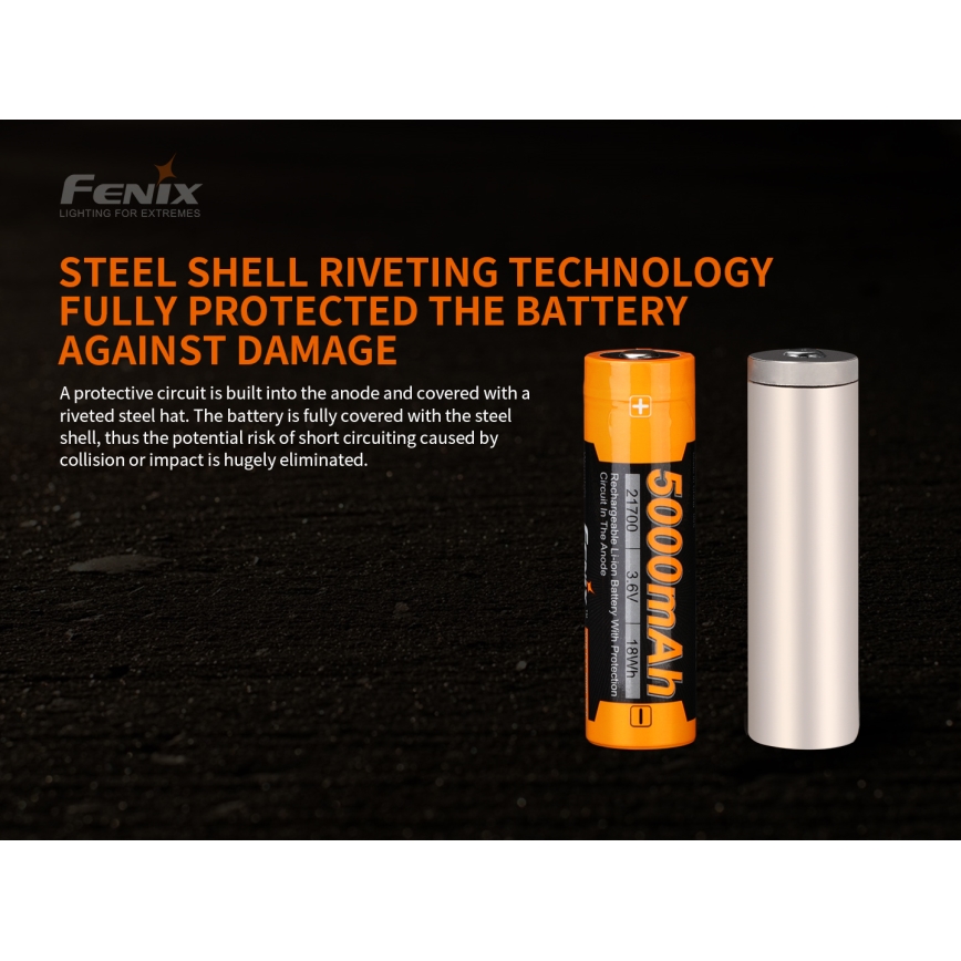 Fenix FE21700V20 - 1 шт. Перезаряжаемый аккумулятор 21700/3,6 В 5000 мА·ч