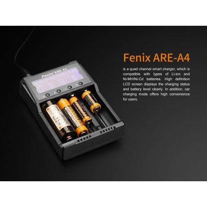 Fenix FENAREA4 - Зарядний пристрій 4xLi-ion/AAA/AA/C 5V