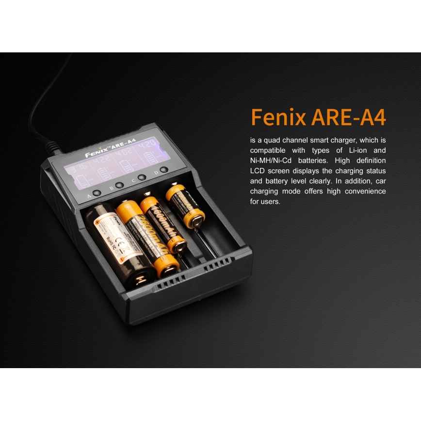 Fenix FENAREA4 - Зарядний пристрій 4xLi-ion/AAA/AA/C 5V