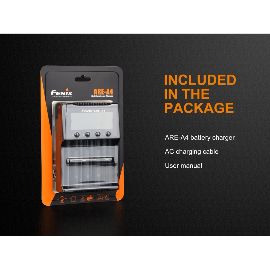 Fenix FENAREA4 - Зарядное устройство 4xLi-ion/AAA/AA/C 5V