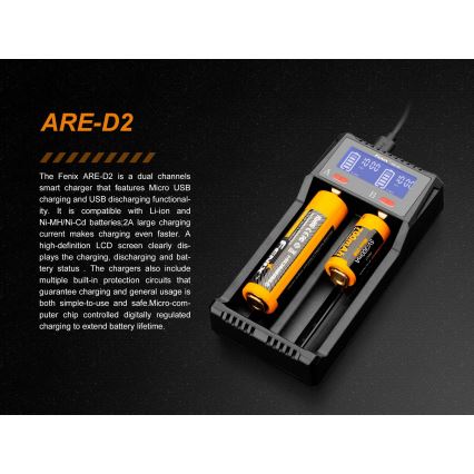 Fenix FENARED2 - Зарядний пристрій 2xLi-ion/AAA/AA/C 5V