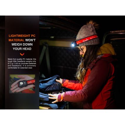 Fenix HL16V2BLK - LED Налобний ліхтар LED/3xAAA IP66 450 лм 200 г чорний/помаранчевий