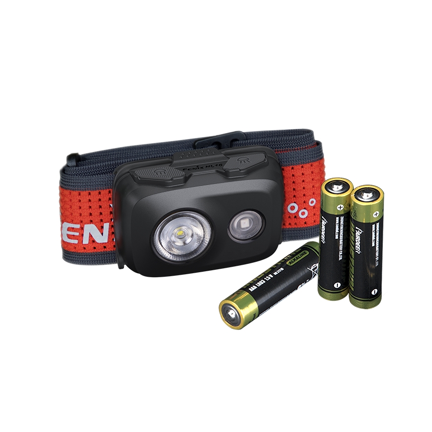 Fenix HL16V2BLK - LED Налобний ліхтар LED/3xAAA IP66 450 лм 200 г чорний/помаранчевий