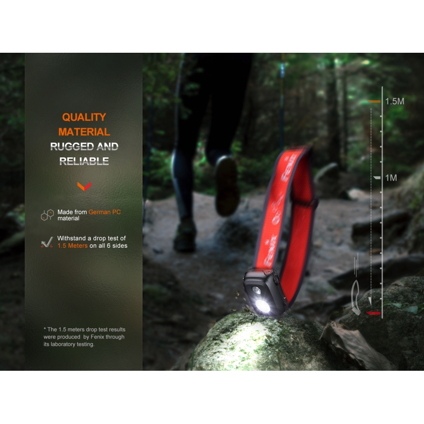 Fenix HL16V2BLK - Светодиодный налобный фонарь LED/3xAAA IP66 450 лм 200 ч черный/оранжевый