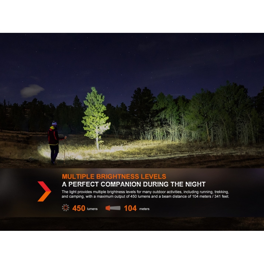 Fenix HL16V2PIN - LED Налобний ліхтар LED/3xAAA IP66 450 лм 200 г рожевий