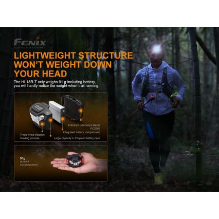 Fenix HL18RTRAIL - Акумуляторний налобний LED ліхтар LED/3xAAA IP66
