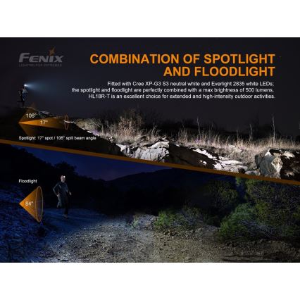 Fenix HL18RTRAIL - Акумуляторний налобний LED ліхтар LED/3xAAA IP66