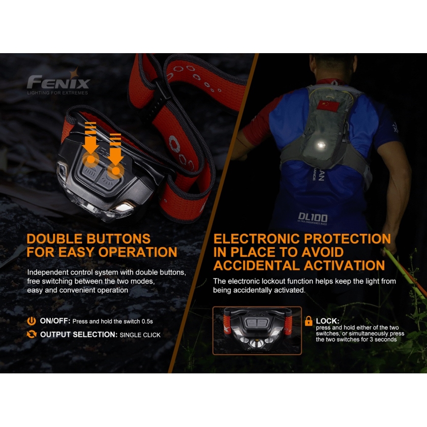 Fenix HL18RTRAIL - Акумуляторний налобний LED ліхтар LED/3xAAA IP66