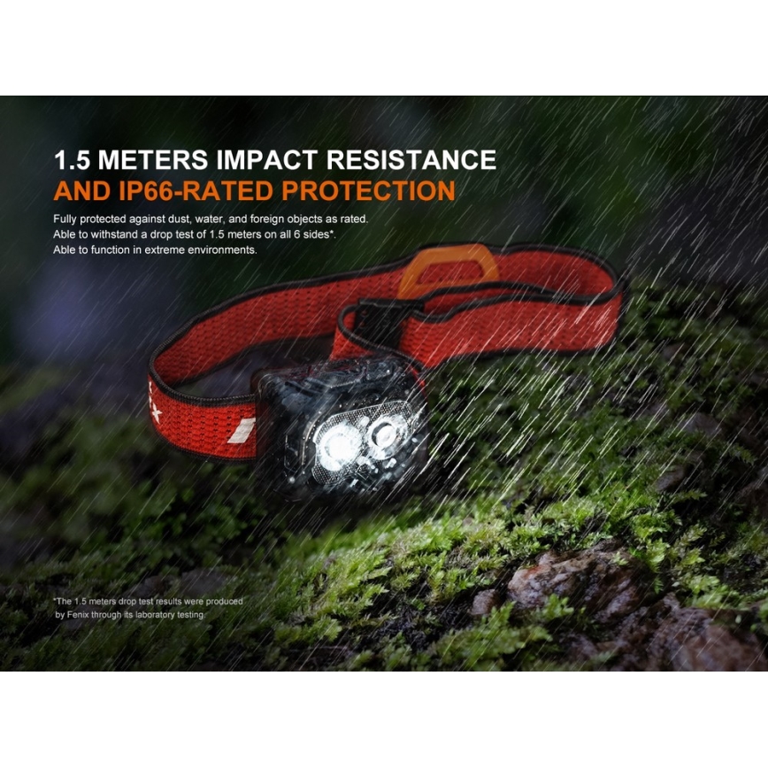 Fenix HL18RTV20BLC - LED Акумуляторний налобний ліхтар з регулюванням яскравості LED/USB/3xAAA IP66 800 лм 160 год. 1900 mAh чорний/помаранчевий