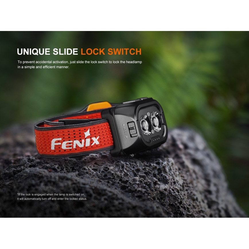 Fenix HL18RTV20BLC - LED Акумуляторний налобний ліхтар з регулюванням яскравості LED/USB IP66 800 лм 160 год. чорний/помаранчевий