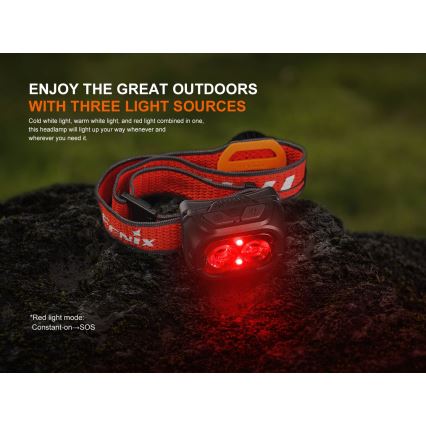 Fenix HL18RTV20WHT - LED Акумуляторний налобний ліхтар з регулюванням яскравості LED/USB IP66 білий/чорний