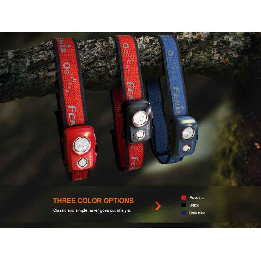 Fenix HL32RTBLCK - Світлодіодний акумуляторний налобний ліхтар LED/USB/3xAAA IP66 800 лм 300 год. 1900 mAh чорний/помаранчевий