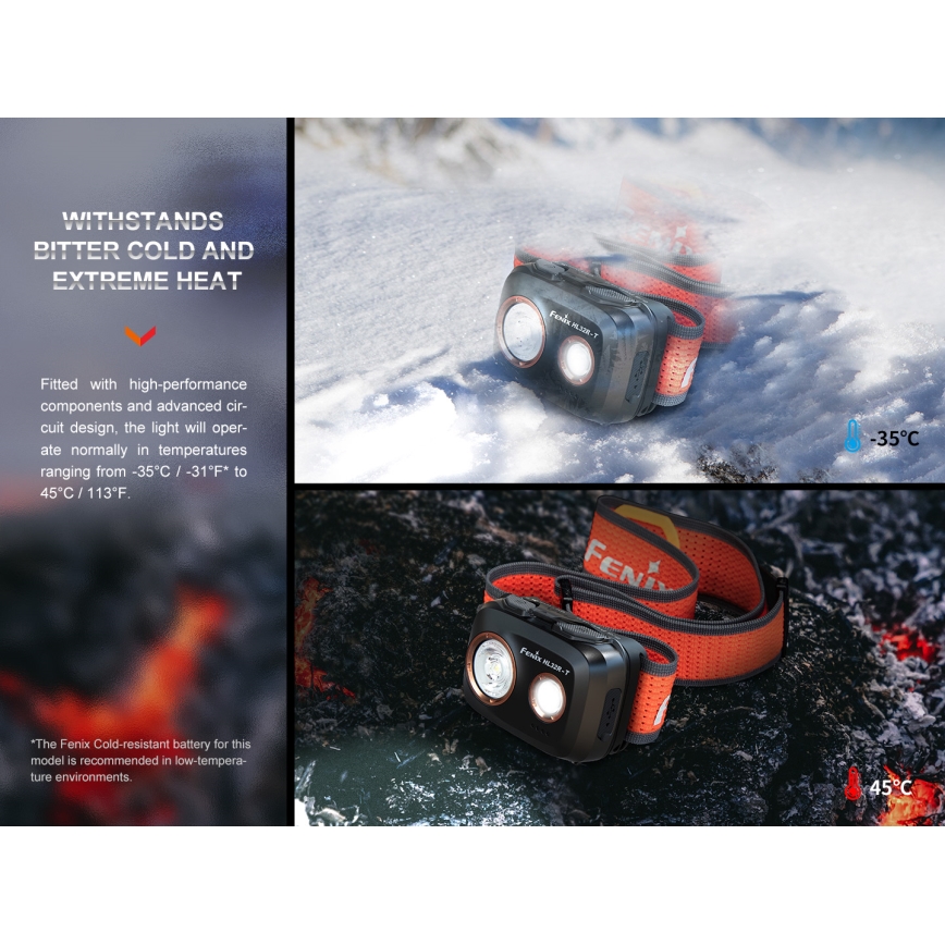 Fenix HL32RTBLCK - Світлодіодний акумуляторний налобний ліхтар LED/USB/3xAAA IP66 800 лм 300 год. 1900 mAh чорний/помаранчевий