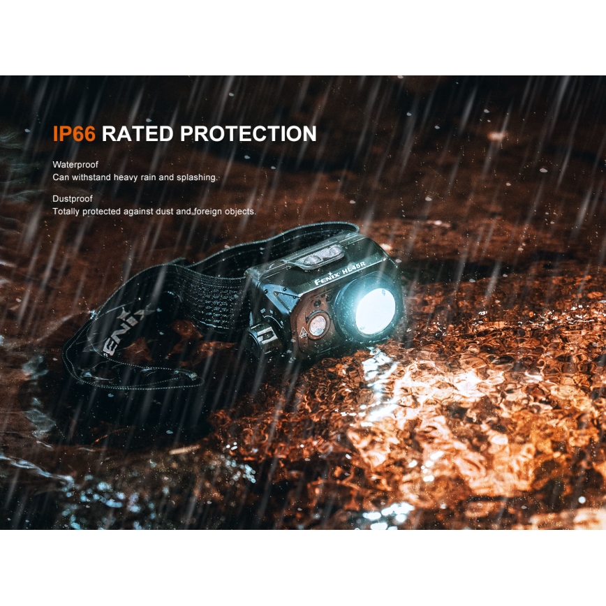 Fenix HL45R - LED Акумуляторний фокусуючий налобний ліхтар з регулюванням яскравості LED/USB IP66 1000 лм 240 год чорний