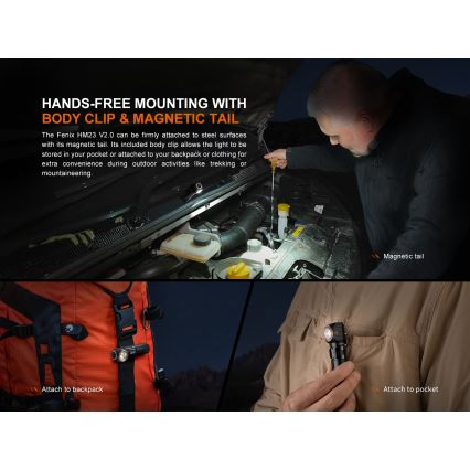 Fenix HM23V20 - LED Налобний ліхтар з регулюванням яскравості LED/1xAA IP68 300 lm 100 h