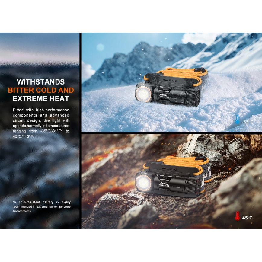 Fenix HM23V20 - LED Налобний ліхтар з регулюванням яскравості LED/1xAA IP68 300 lm 100 h