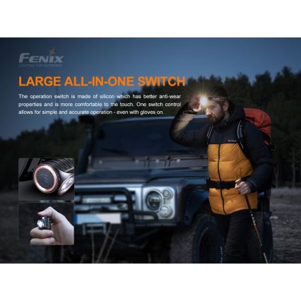 Fenix HM50RV20 - Светодиодный аккумуляторный налобный фонарь 3xLED/USB/1xCR123A IP68 700 блестящий 120 ч 700 mAh