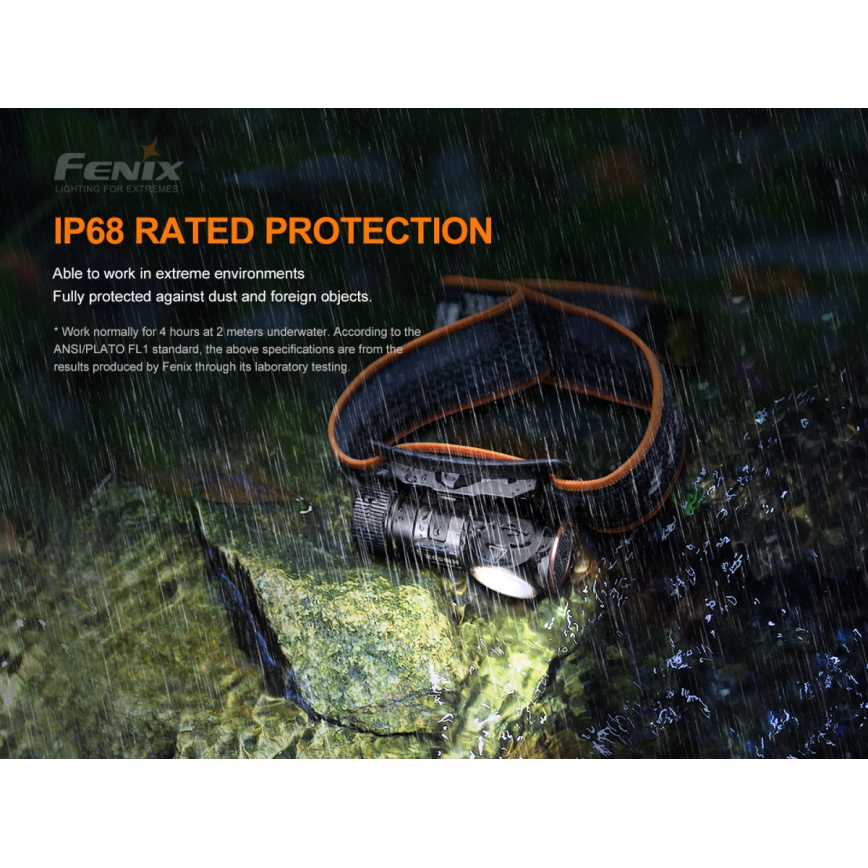 Fenix HM50RV20 - Светодиодный аккумуляторный налобный фонарь 3xLED/USB/1xCR123A IP68 700 блестящий 120 ч 700 mAh