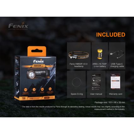 Fenix HM50RV20 - Светодиодный аккумуляторный налобный фонарь 3xLED/USB/1xCR123A IP68 700 блестящий 120 ч 700 mAh