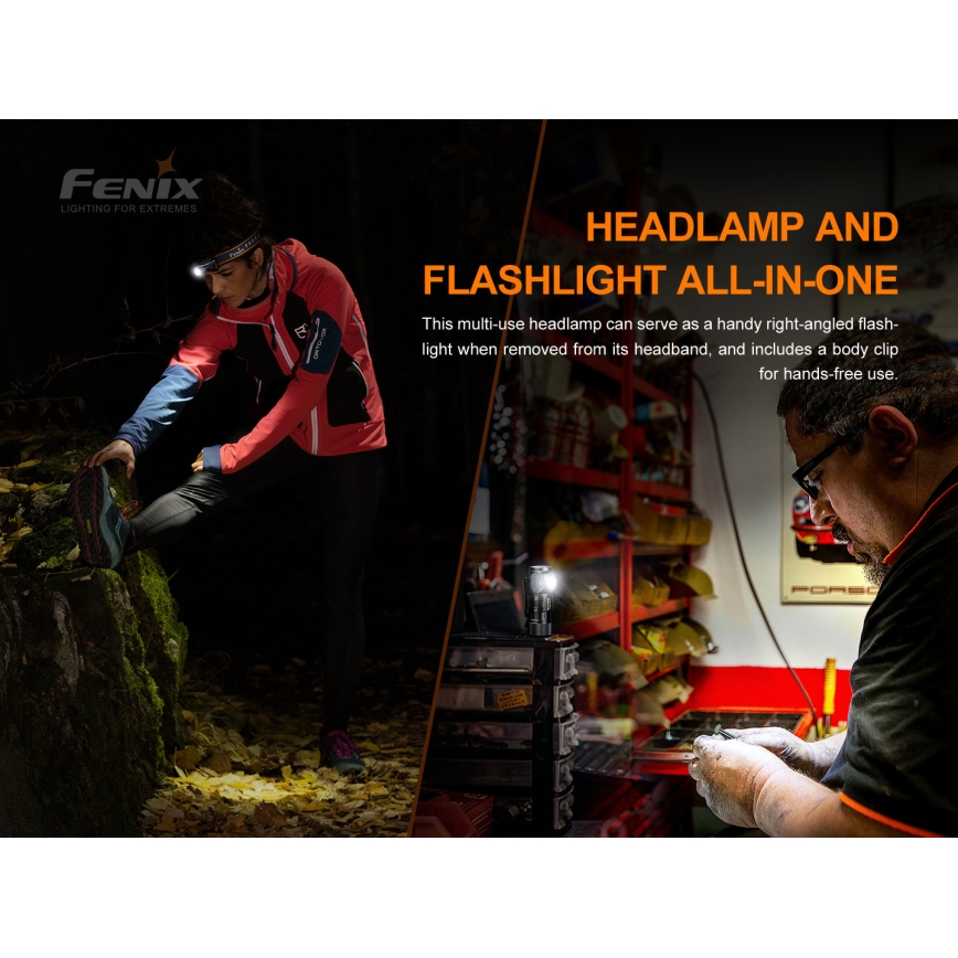 Fenix HM51RV20 - Акумуляторний налобний LED ліхтар 3xLED/1xCR123A IP68 700 mAh