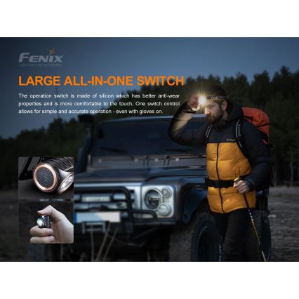 Fenix HM51RV20 - Акумуляторний налобний LED ліхтар 3xLED/1xCR123A IP68 700 mAh