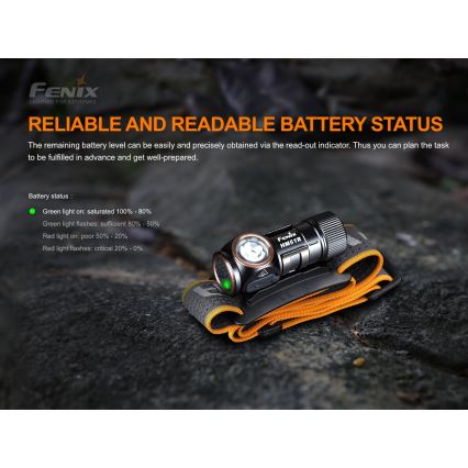Fenix HM51RV20 - Акумуляторний налобний LED ліхтар 3xLED/1xCR123A IP68 700 mAh