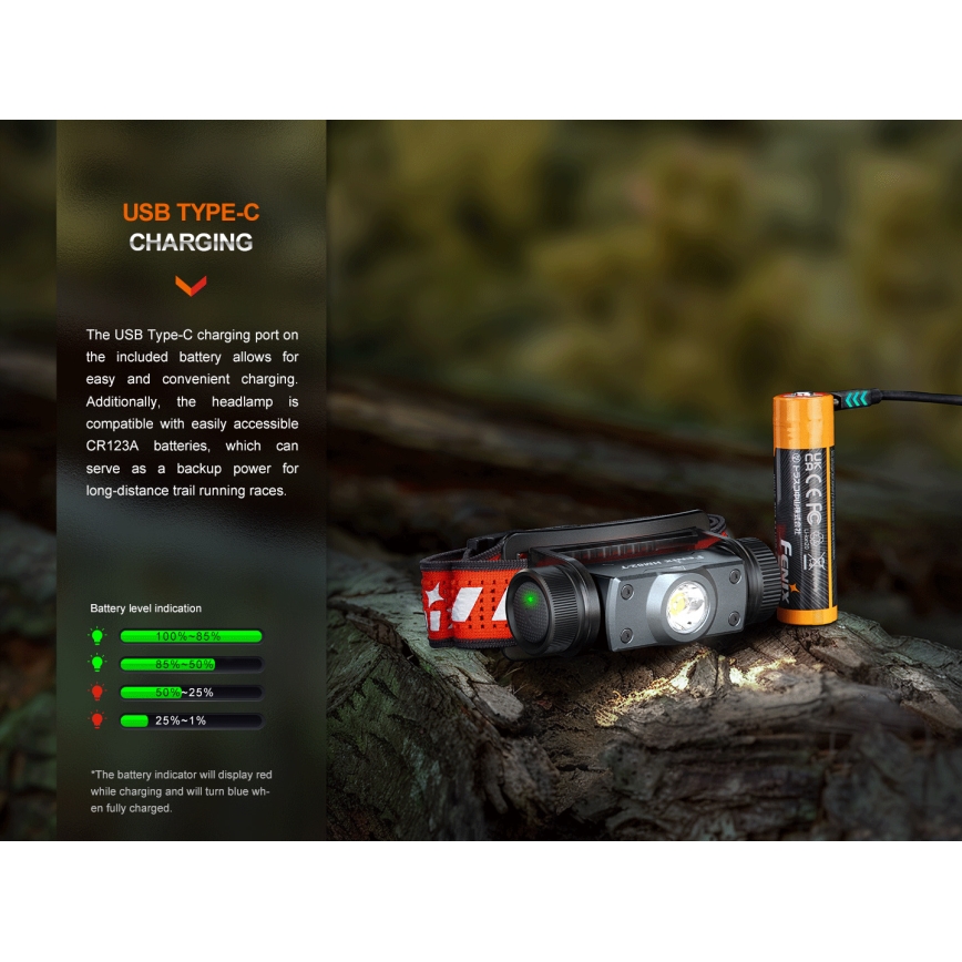 Fenix HM62TMGM - Светодиодный аккумуляторный налобный фонарь с регулированием яркости LED/USB IP68 1200 блестящий 280 ч 3400 mAh