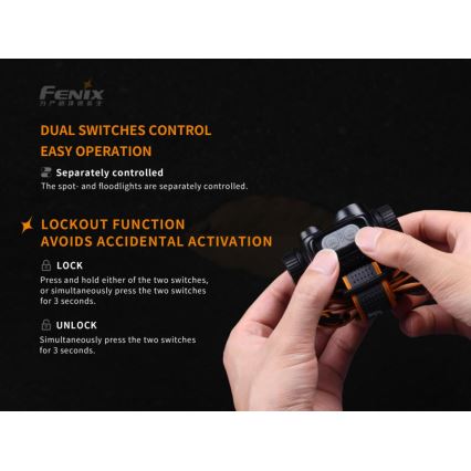 Fenix HM65R - Светодиодный аккумуляторный налобный фонарь 2xLED/2xCR123A IP68