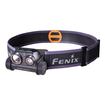 Fenix HM65RDTPRP - Світлодіодний акумуляторний налобний ліхтар LED/USB IP68 1500 лм 300 г фіолетовий/чорний
