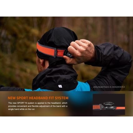 Fenix HM65RDTPRP - Світлодіодний акумуляторний налобний ліхтар LED/USB IP68 1500 лм 300 г фіолетовий/чорний