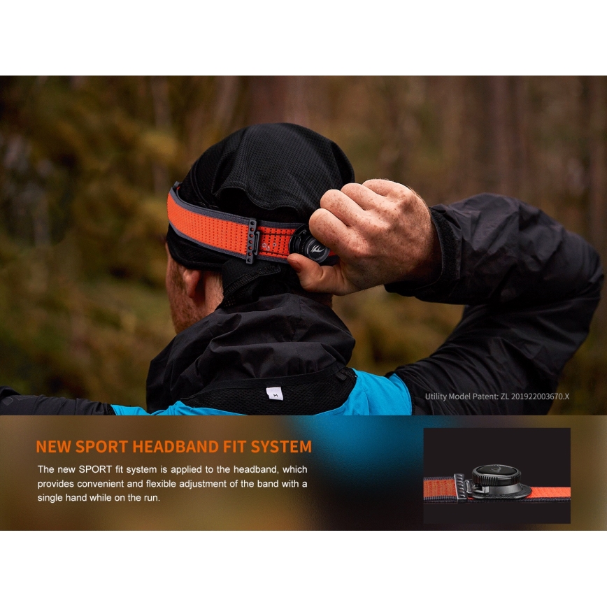 Fenix HM65RDTPRP - Світлодіодний акумуляторний налобний ліхтар LED/USB IP68 1500 лм 300 г фіолетовий/чорний