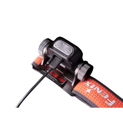 Fenix HM65RTV20BLC- LED Акумуляторний налобний ліхтар з регулюванням яскравості LED/USB/2xCR123A IP68 3400 mAh чорний/помаранчевий