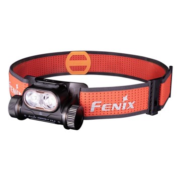 Fenix HM65RTV20BLC - Светодиодный аккумуляторный налобный фонарь с регулированием яркости LED/USB IP68 3400 mAh черный/оранжевый