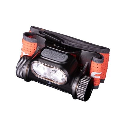 Fenix HM65RTV20BLC - Светодиодный аккумуляторный налобный фонарь с регулированием яркости LED/USB/2xCR123A IP68 3400 mAh черный/оранжевый