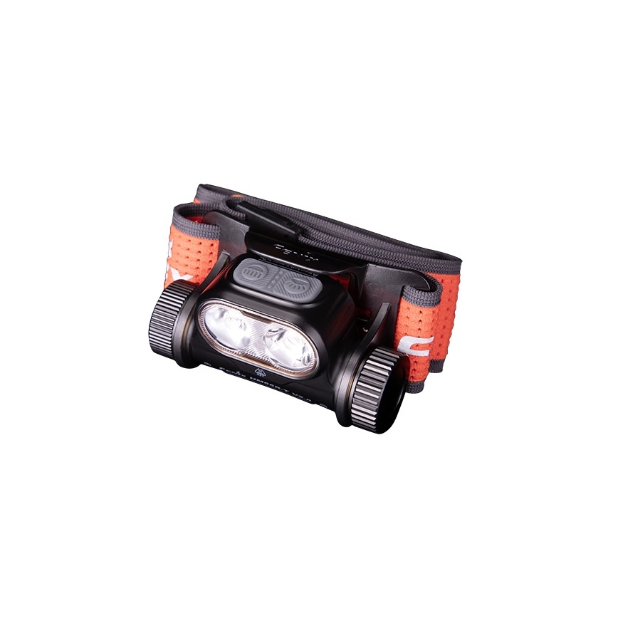 Fenix HM65RTV20BLC - Светодиодный аккумуляторный налобный фонарь с регулированием яркости LED/USB/2xCR123A IP68 3400 mAh черный/оранжевый