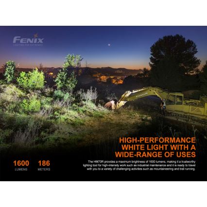 Fenix HM70R - Світлодіодний акумуляторний налобний ліхтар 4xLED/1x21700 IP68 1600 лм 800 год 5000 mAh