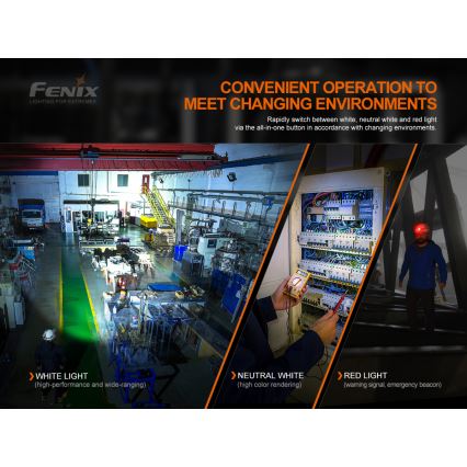 Fenix HM70R - Світлодіодний акумуляторний налобний ліхтар 4xLED/1x21700 IP68 1600 лм 800 год 5000 mAh