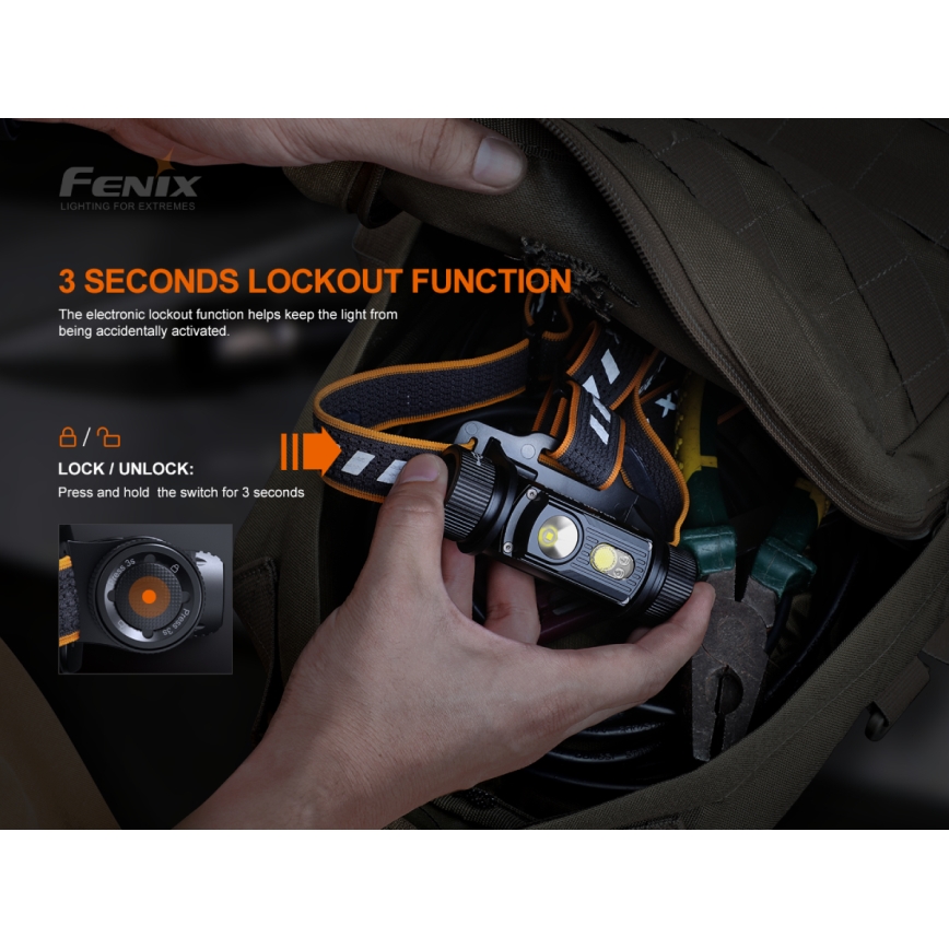 Fenix HM70R - Світлодіодний акумуляторний налобний ліхтар 4xLED/1x21700 IP68 1600 лм 800 год 5000 mAh