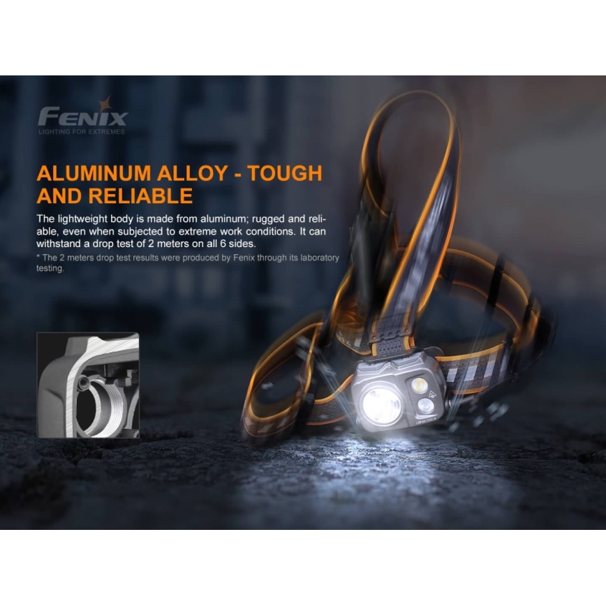 Fenix HP25RV20 - Светодиодный аккумуляторный налобный фонарик с регулированием яркости 3xLED/1x21700 IP66 1600 лм 800 ч
