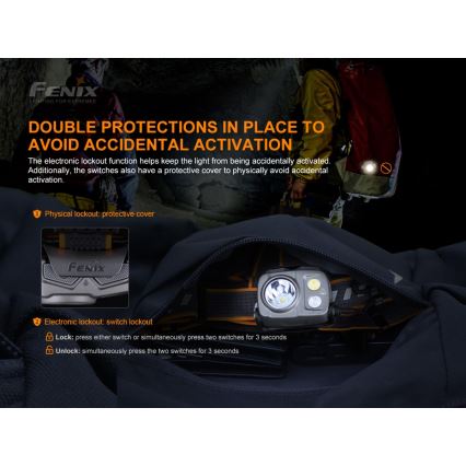 Fenix HP25RV20 - Светодиодный аккумуляторный налобный фонарик с регулированием яркости 3xLED/1x21700 IP66 1600 лм 800 ч