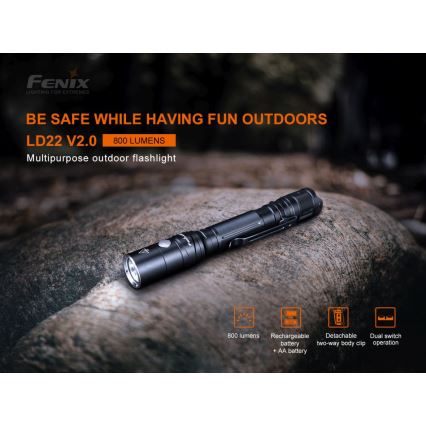 Fenix LD22V20 - Светодиодный аккумуляторный фонарик LED/USB IP66 800 lm 220 часов