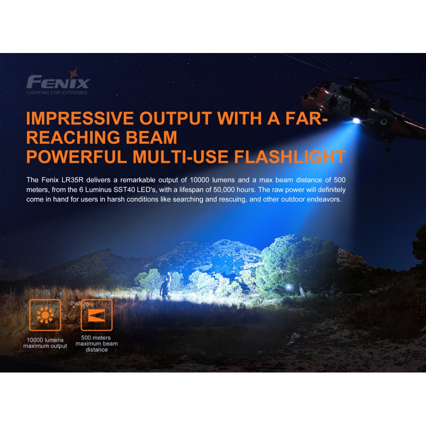 Fenix LR35R - Светодиодный аккумуляторный фонарь 6xLED/2x21700 IP68