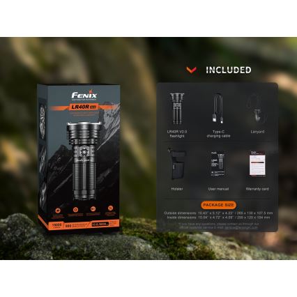 Fenix LR40RV20 - Светодиодный аккумуляторный фонарь LED/USB IP68 15000 лм 177 ч 5000 mAh